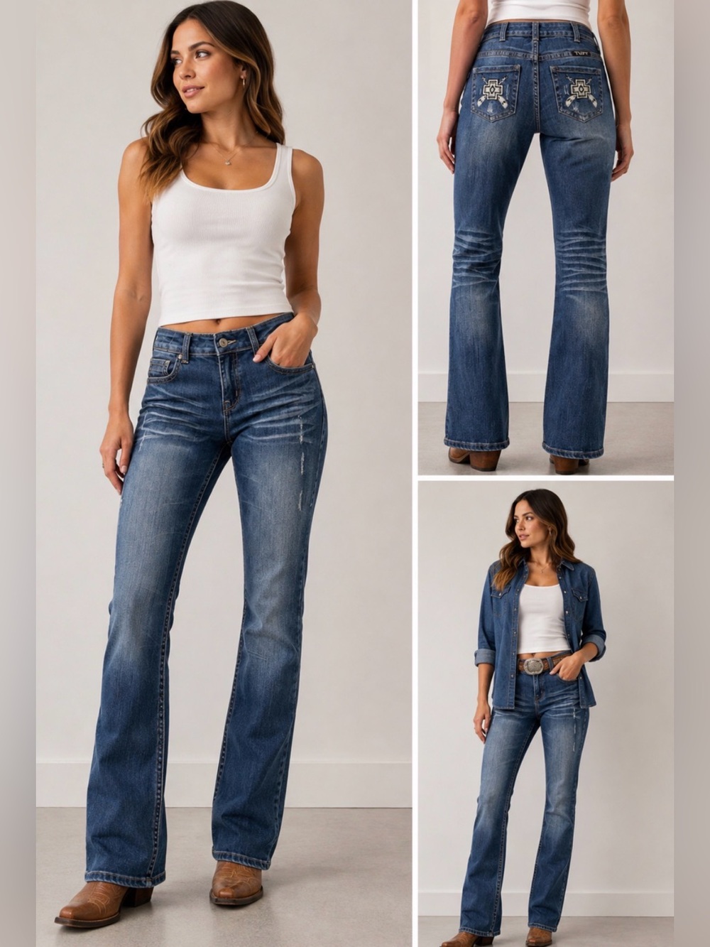 Cowgirl Tuff Bootcut Jeans Size 28 Western Embroidered Pockets